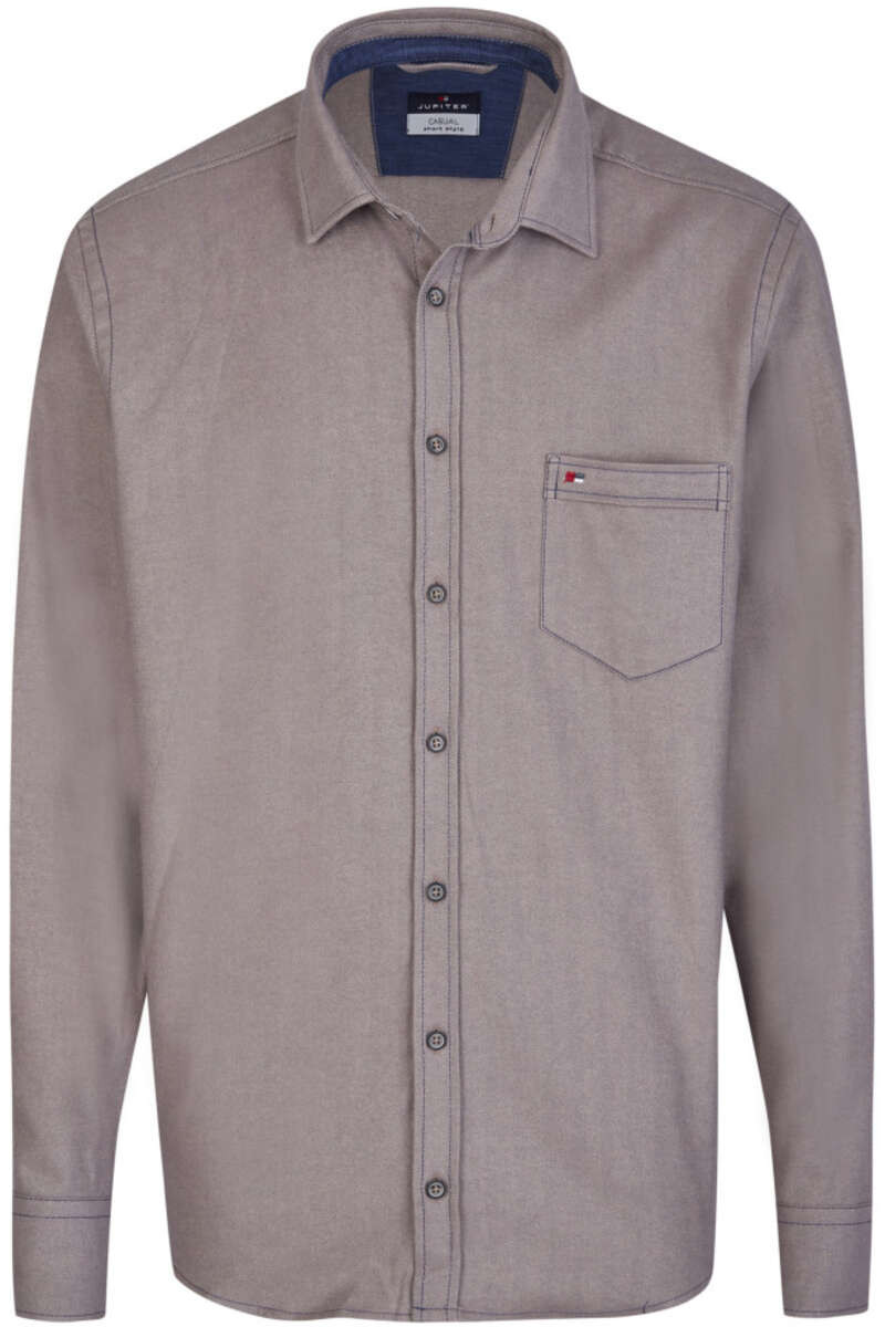 Jupiter Casual Short Style Overhemd grijs, Herringbone