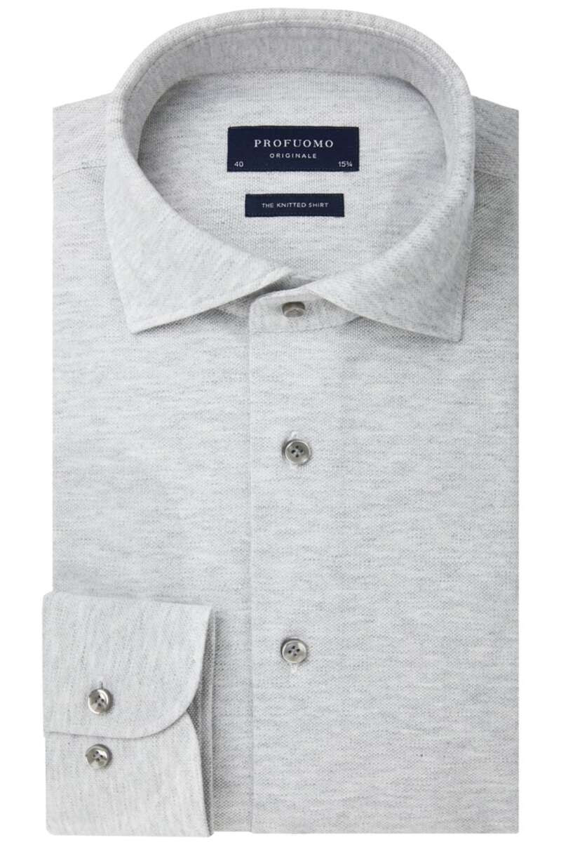 Profuomo Originale Slim Fit Jersey shirt lichtgrijs, Melange
