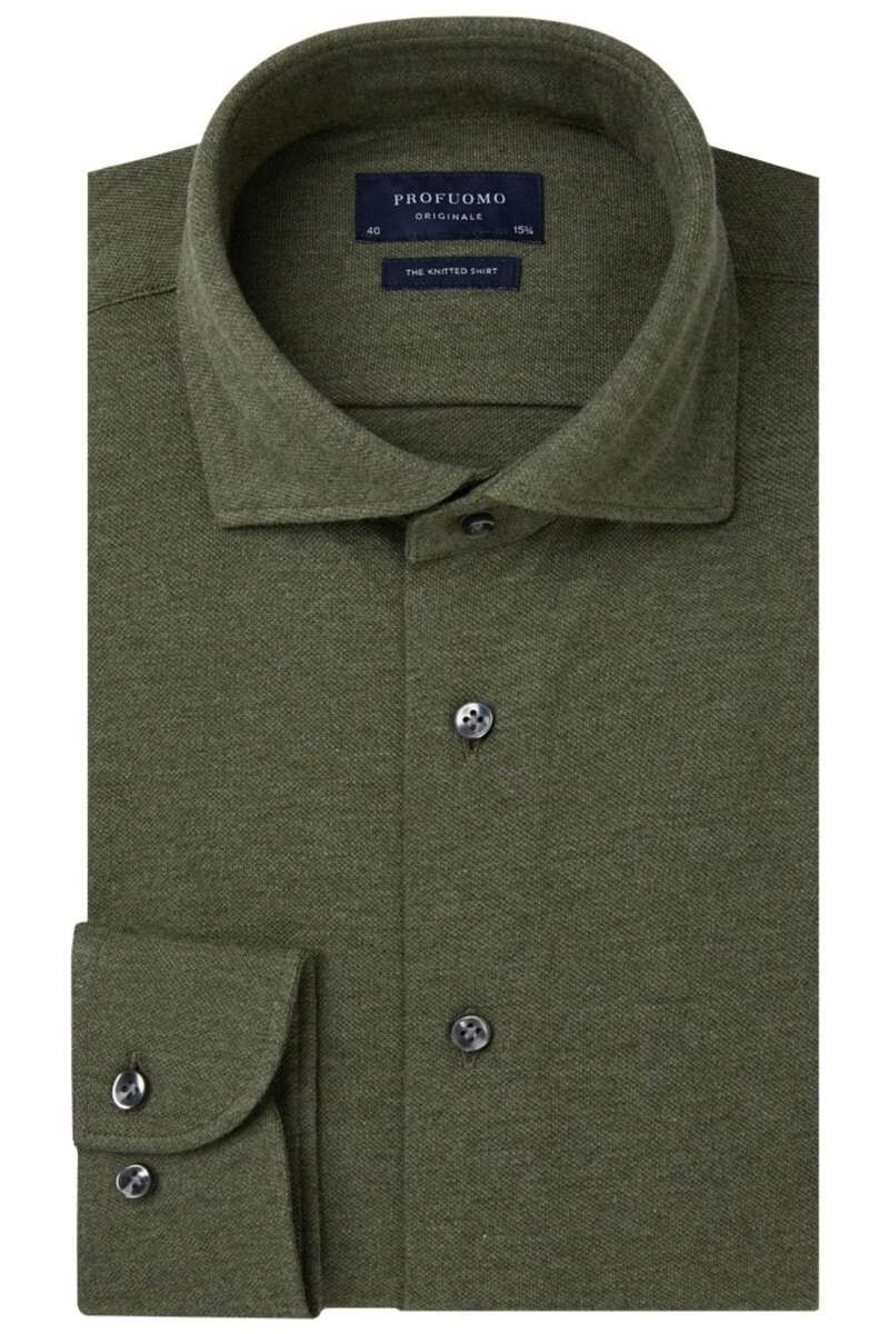 Profuomo Originale Slim Fit Jersey shirt olijf, Melange