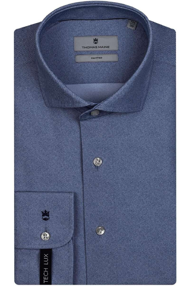 Thomas Maine Performance Tailored Fit Jersey shirt blauw, Effen