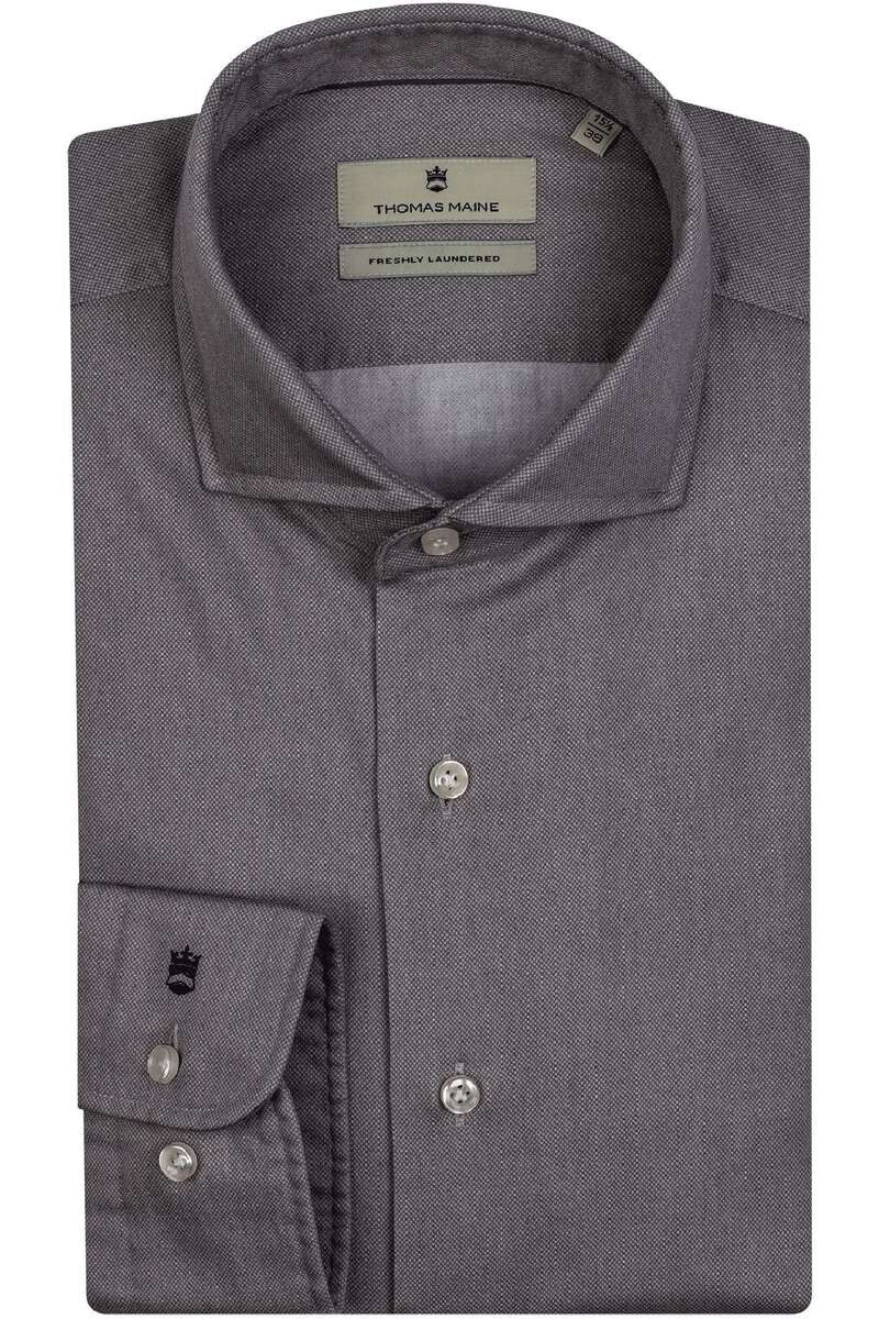 Thomas Maine Tailored Fit Overhemd grijs, Effen