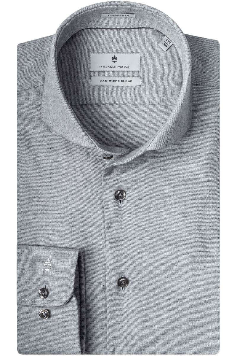 Thomas Maine Tailored Fit Overhemd lichtgrijs, Effen
