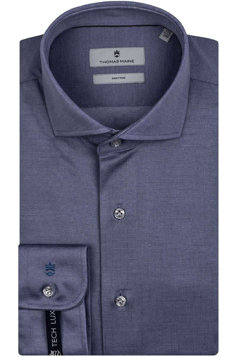 Thomas Maine Tailored Fit Jersey shirt lichtblauw, Effen