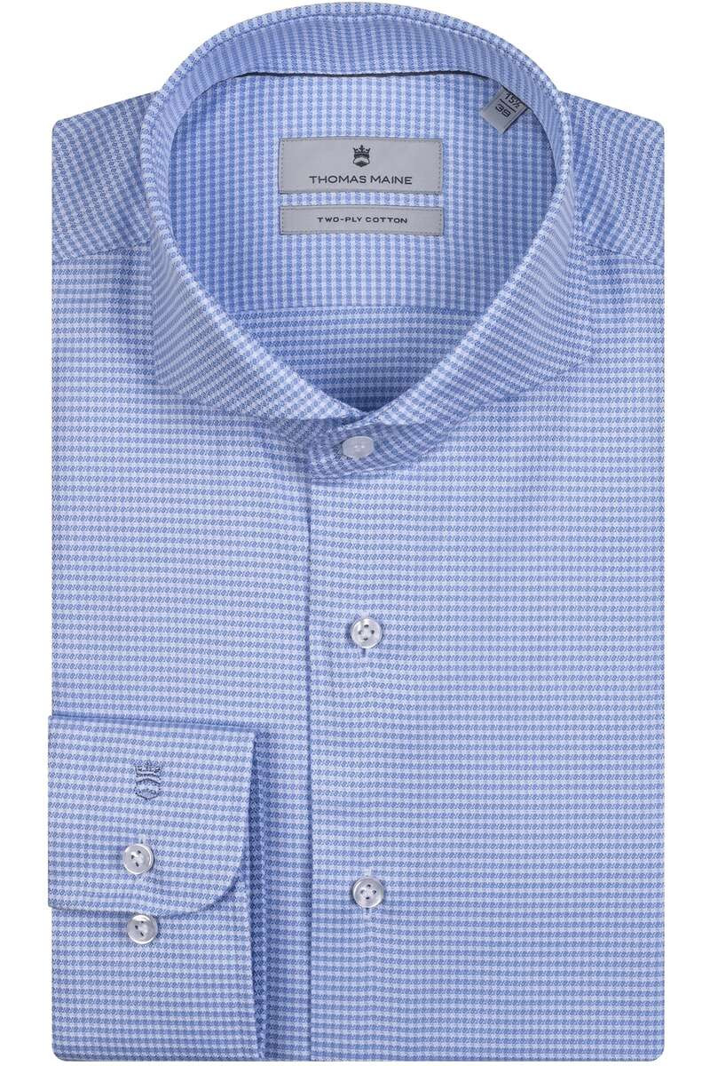 Thomas Maine Tailored Fit Overhemd blauw, Vichy ruit