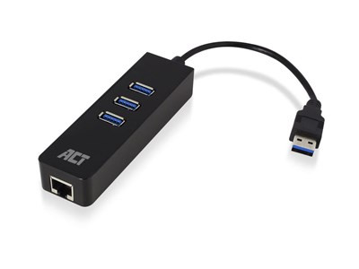 ACT USB-A naar USB-A &amp; Ethernet - Zwart