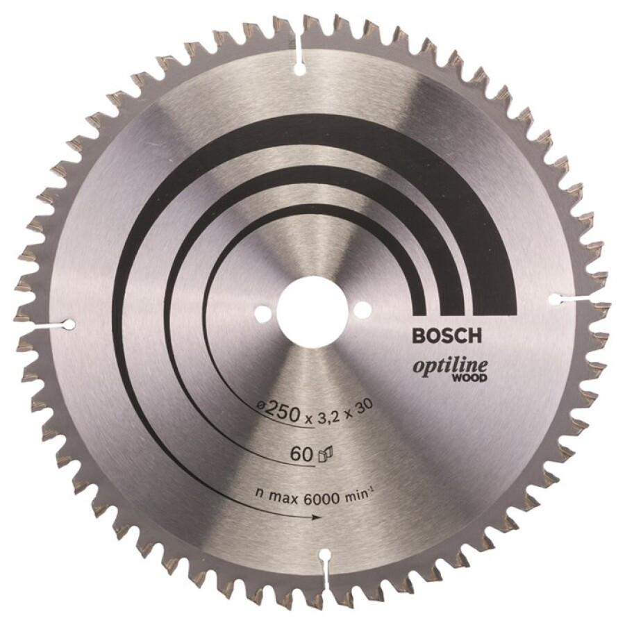Bosch cirkelzaagblad - OPTILINE WOOD - Ø250/3.2mm - 30mm - 60 TPI