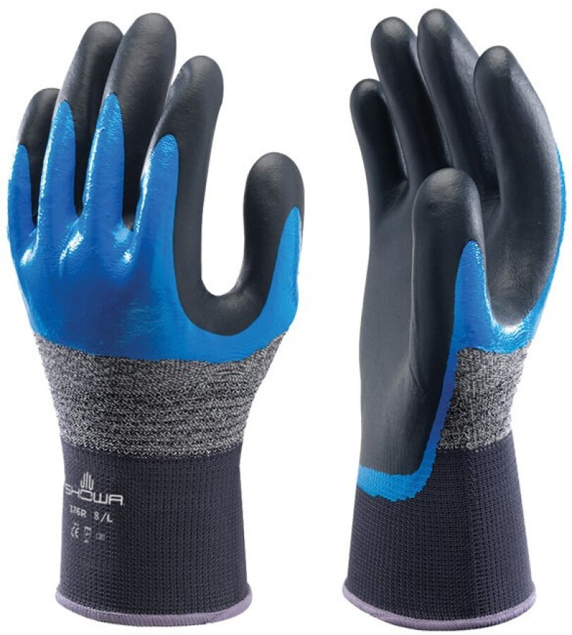 Showa handschoen - 376R - nitril - blauw - maat L