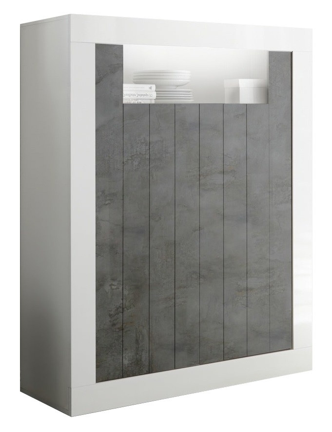 Opbergkast Urbino 144 cm hoog in hoogglans wit met oxid