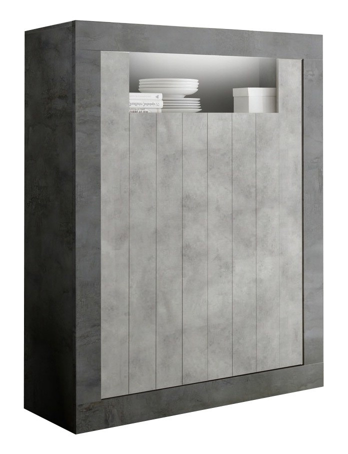 Opbergkast Urbino 144 cm hoog in Oxid met grijs beton