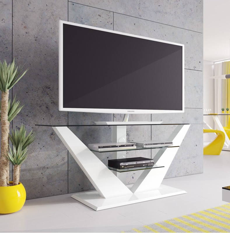 Tv-meubel Luna 140 cm breed met Led - Hoogglans wit