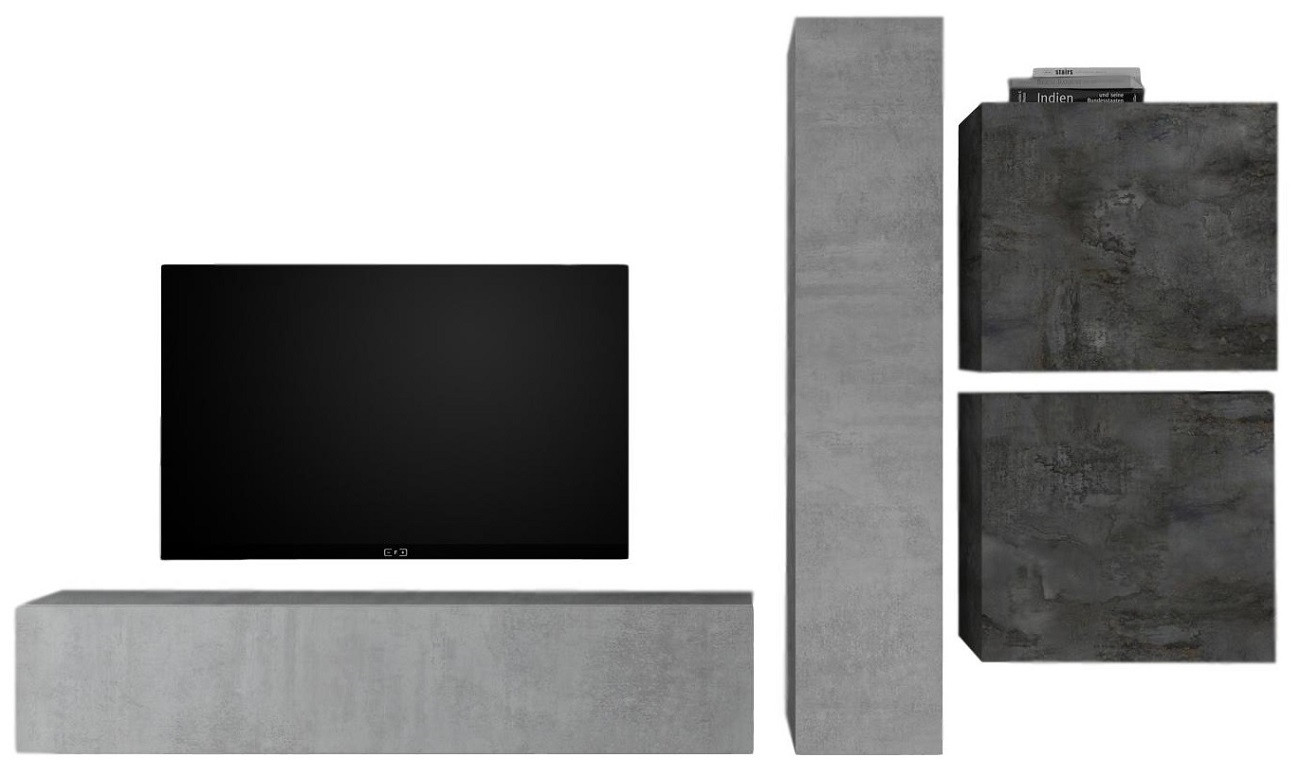 TV-wandmeubel Hodor in grijs beton met oxid