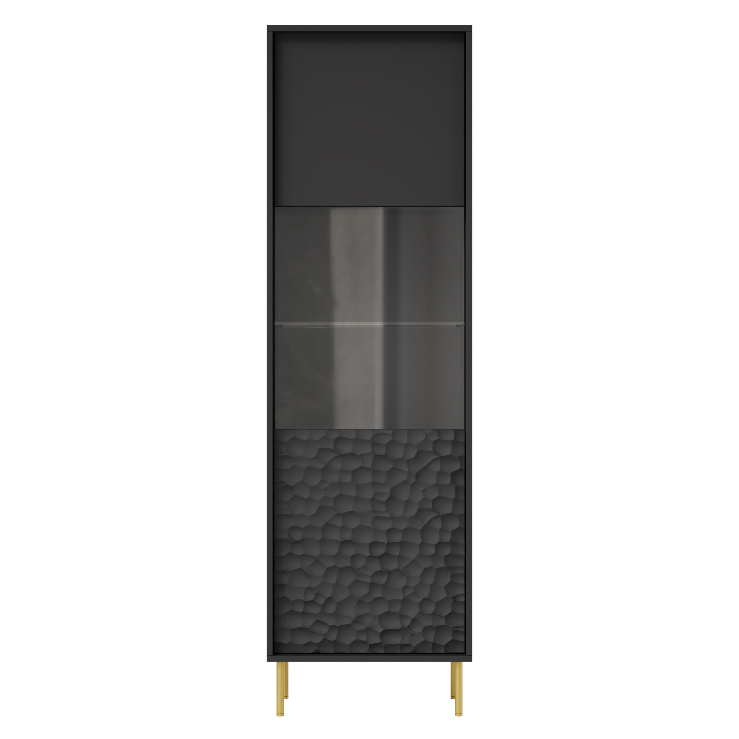 Vitrinekast Bullet mat zwart 185 cm hoog 1 deur