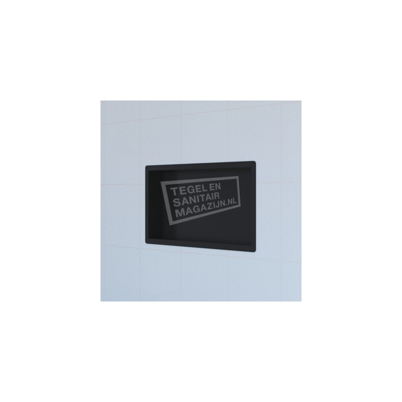 Bibury black luxe inbouwnis 30x60x7.5cm RVS met flens mat zwart