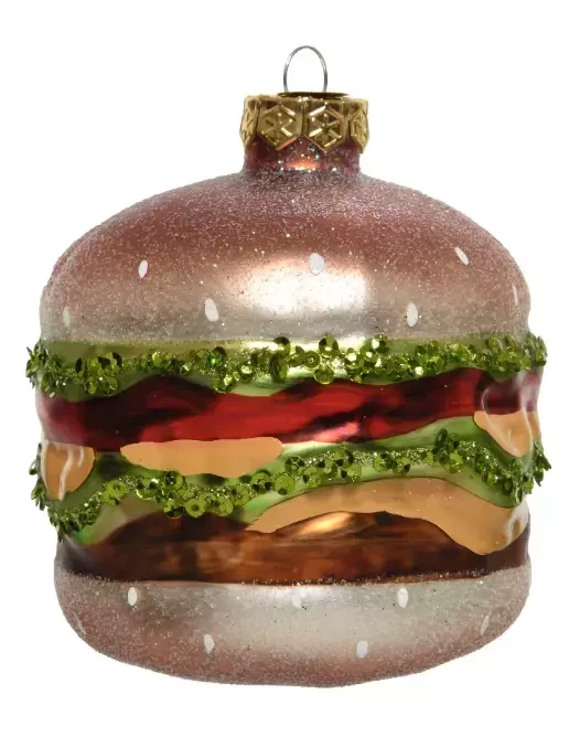 Kersthanger hamburger glas l9b9h10.30cm