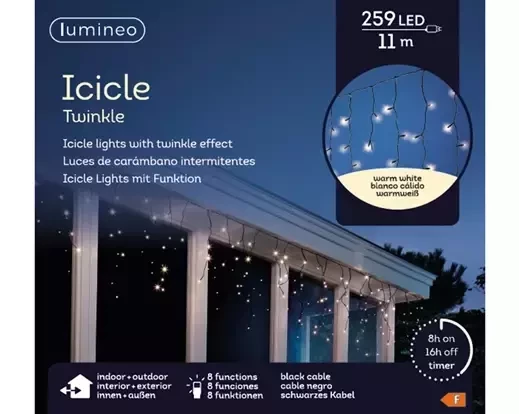 Lumineo Icicle twinkle led 11m - 259l warm wit - binnen/ buiten