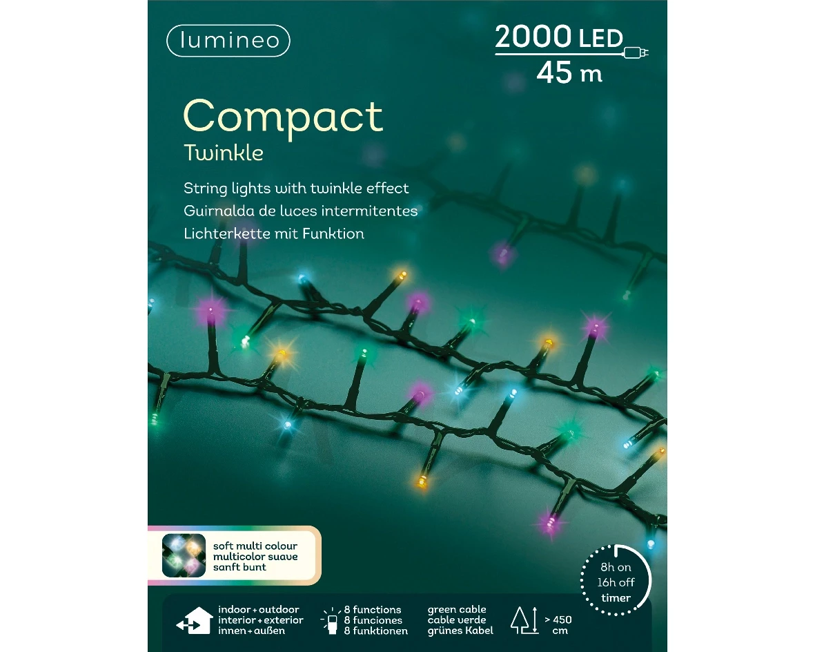 Lumineo Led compact lights 45m groen/soft multi