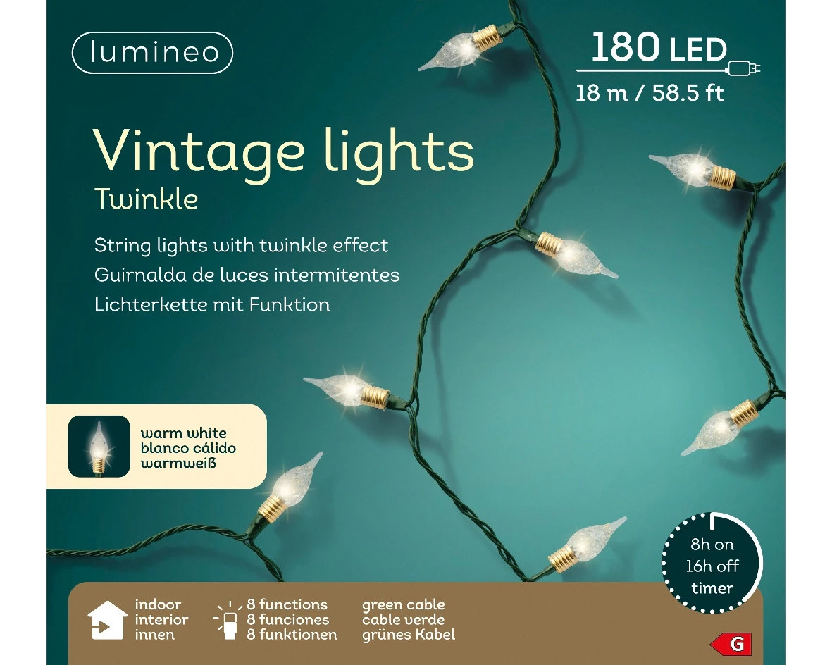 Lumineo Led vintage lights 1790cm groen/warm wit