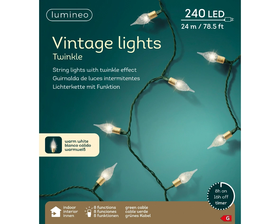 Lumineo Led vintage lights 2390cm groen/warm wit
