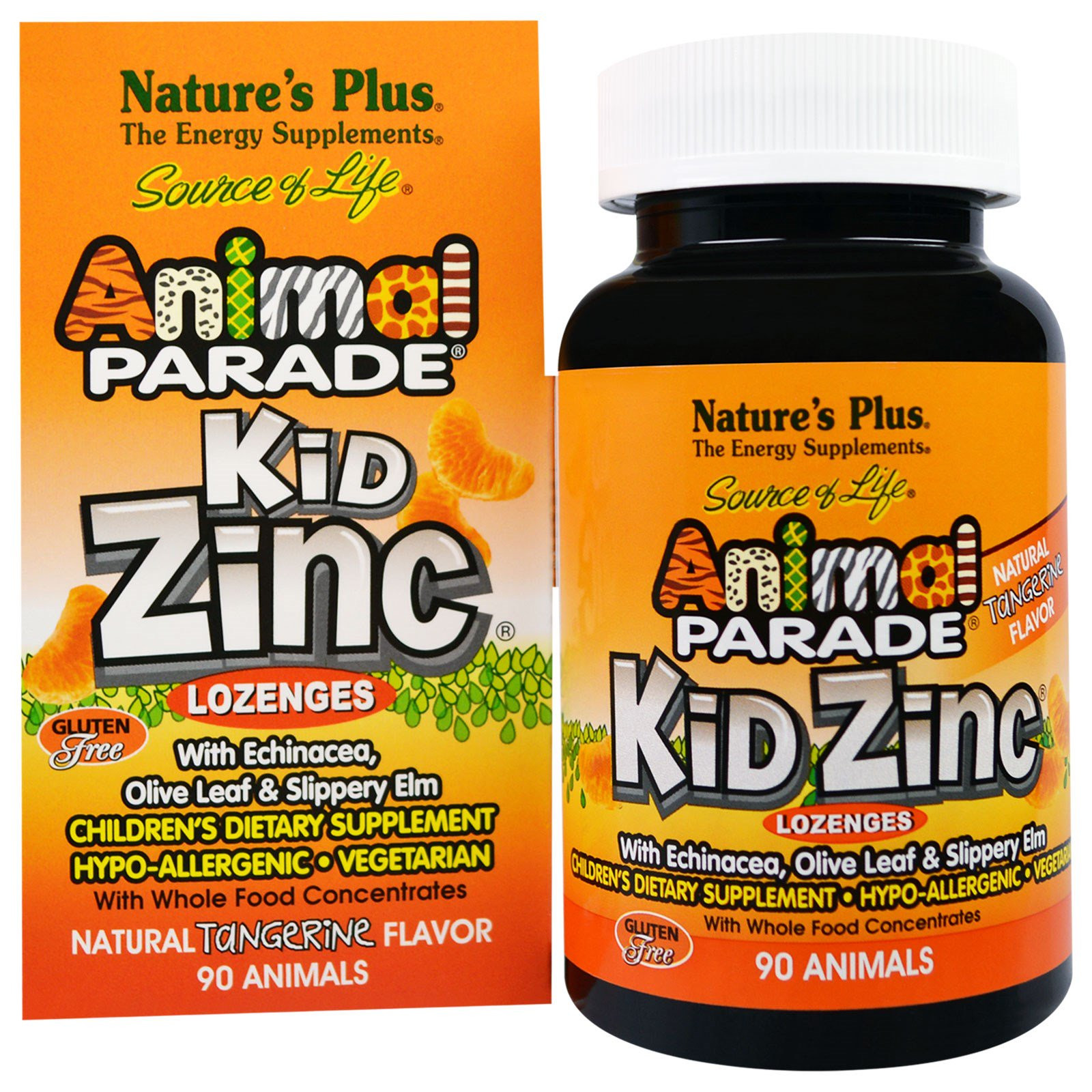 Kid Zinc Lozenges, Natural Tangerine Flavor (90 Animals) - Nature&apos;s Plus