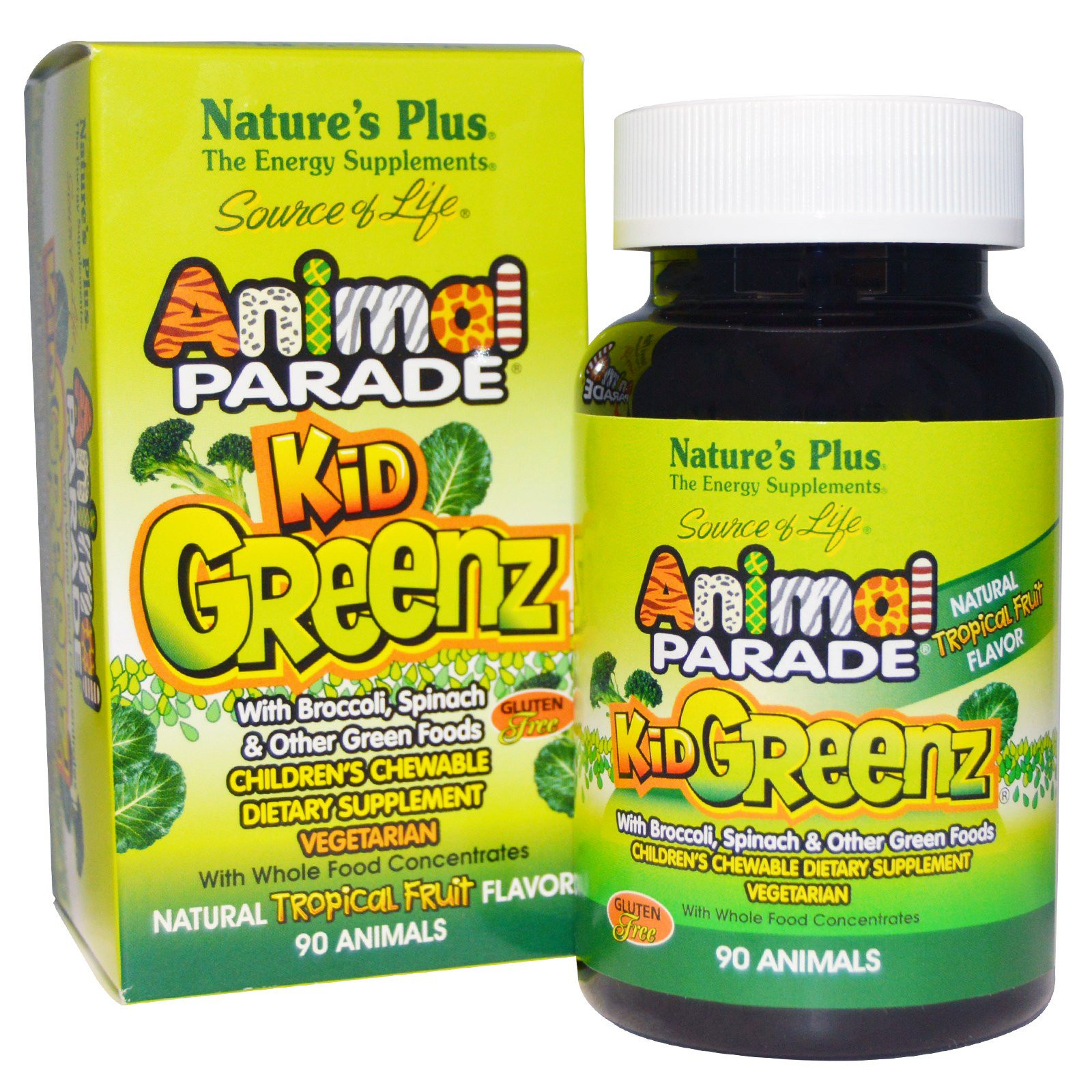 Kid Greenz, Natural Tropical Fruit Flavor (90 Animals) - Nature&apos;s Plus