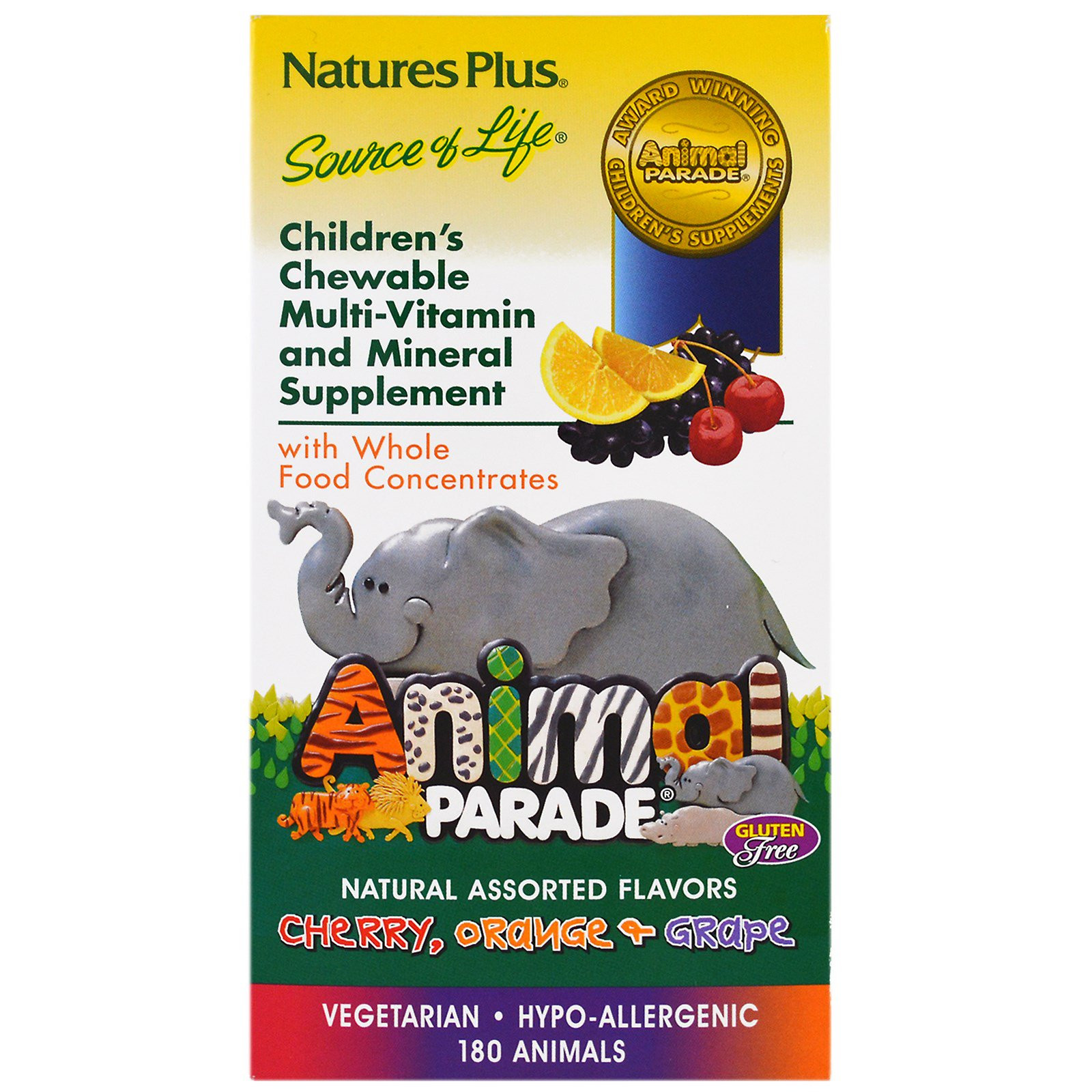 Children&apos;s Chewable Multi-Vitamin & Mineral, Assorted Flavors (180 Animals) - Nature&apos;s Plus
