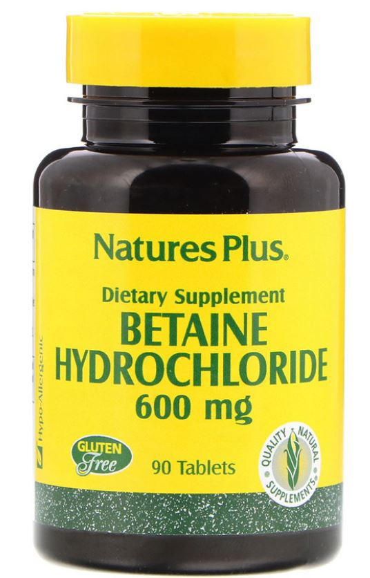 Betaine Hydrochloride - 600 mg (90 Tablets) - Nature&apos;s Plus