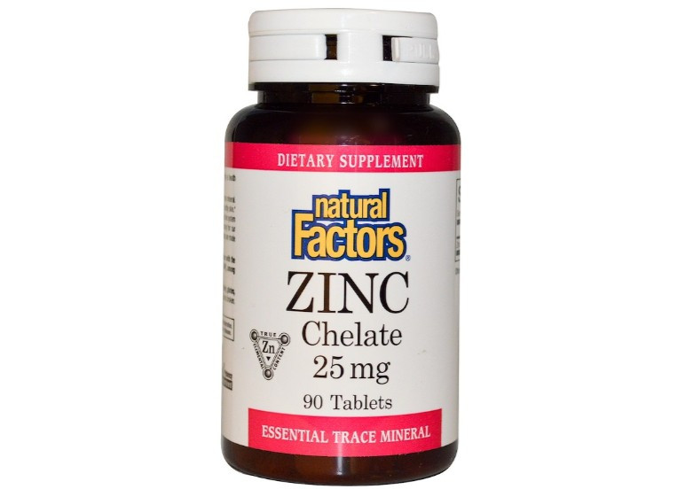 Zinc Chelate 25 mg (90 Tablets) - Natural Factors