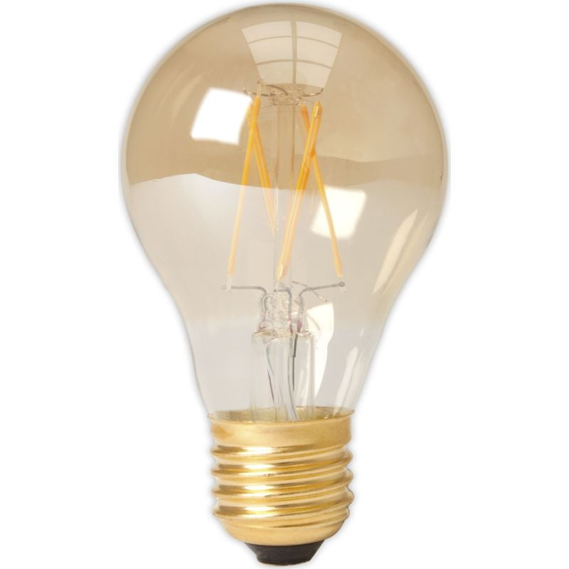Calex LED Full Glass Filament GLS-lamp 240V 4W 310lm E27 A60, Gold 2100K CRI80 Dimmable, energy label A+