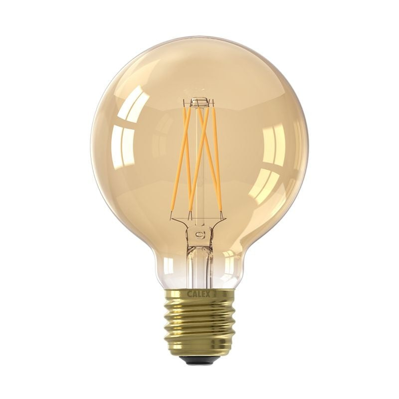 Calex LED volglas LangFilament Globelamp 220-240V 3.5W 250lm E27 G80, Goud 2100K Dimbaar