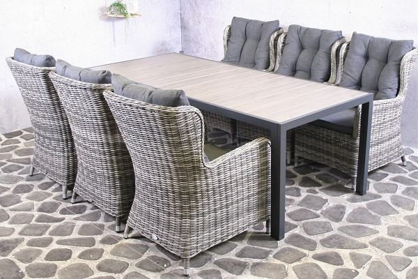 Tuinset Cotillo - 6 stoelen met aluminium tafel