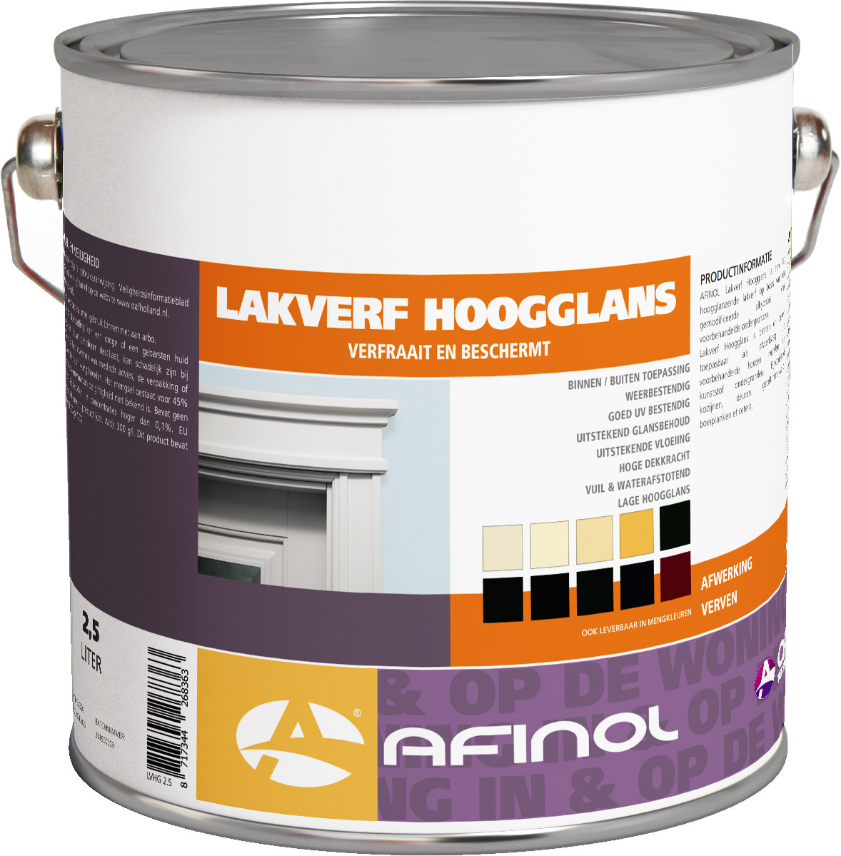 Afinol Hoogglans Lakverf Creme Wit (RAL 9001) 2,5 liter