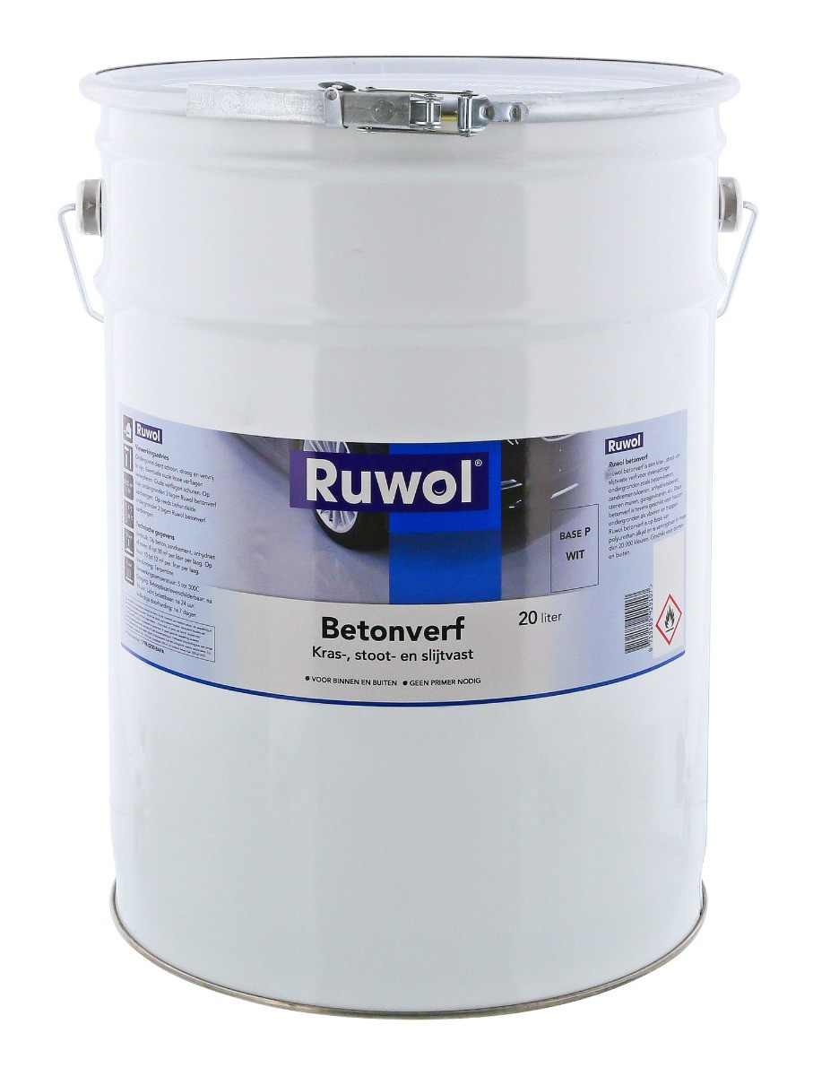 Ruwol Betonverf Zwart (RAL 9005) 20 liter
