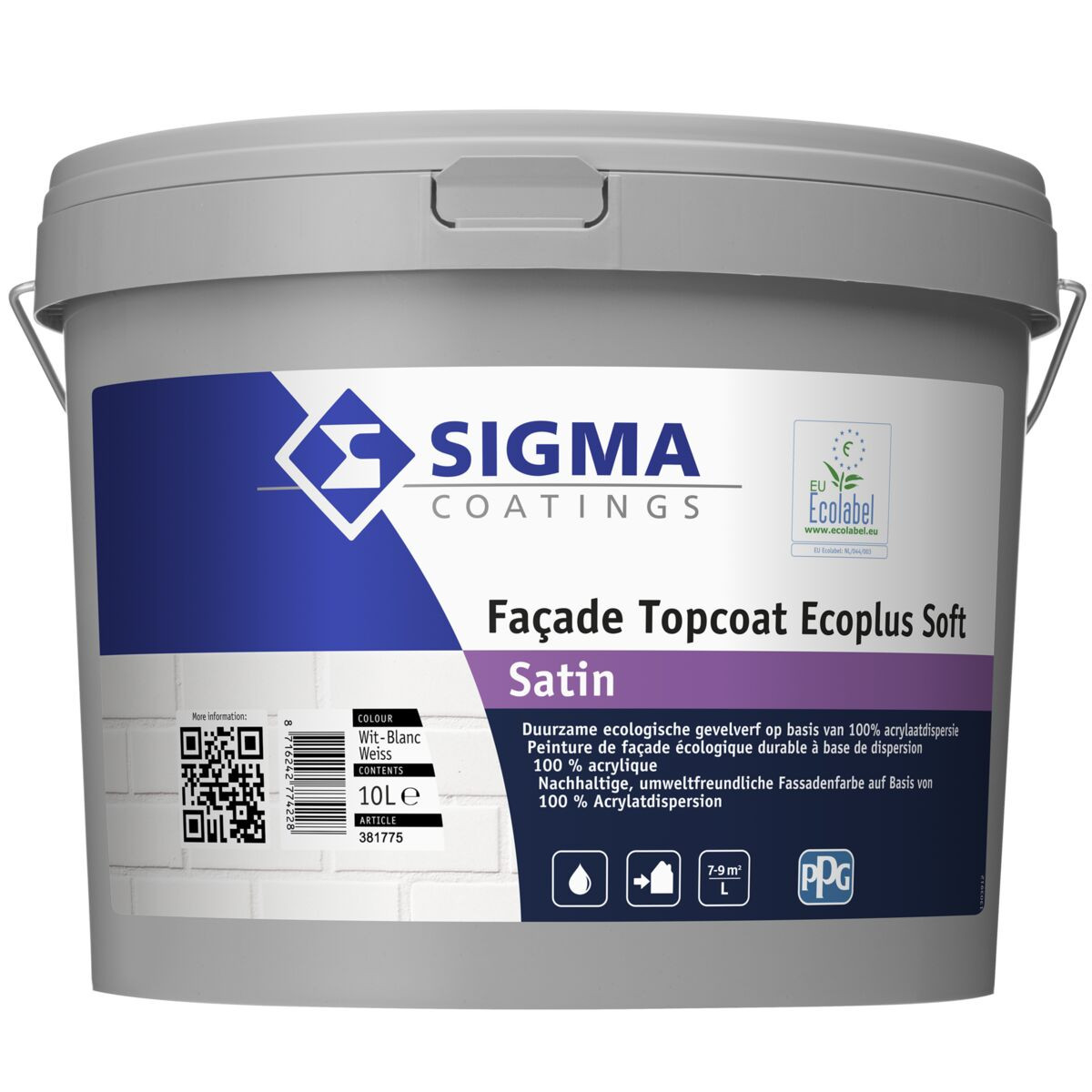 Sigma Facade Topcoat Ecoplus soft satin 2.5 liter