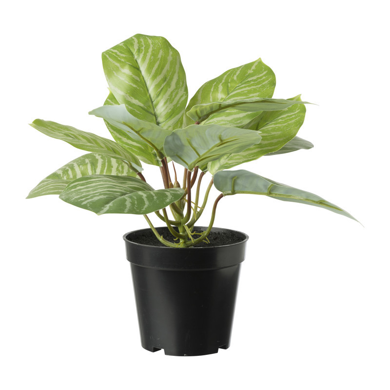 Aglaonema kunstplant - groen - ø14x30 cm