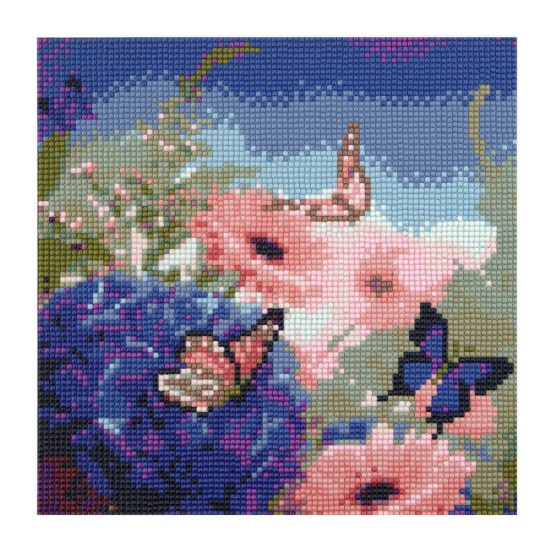 Diamond paint - bloem en vlinder - 30x30 cm