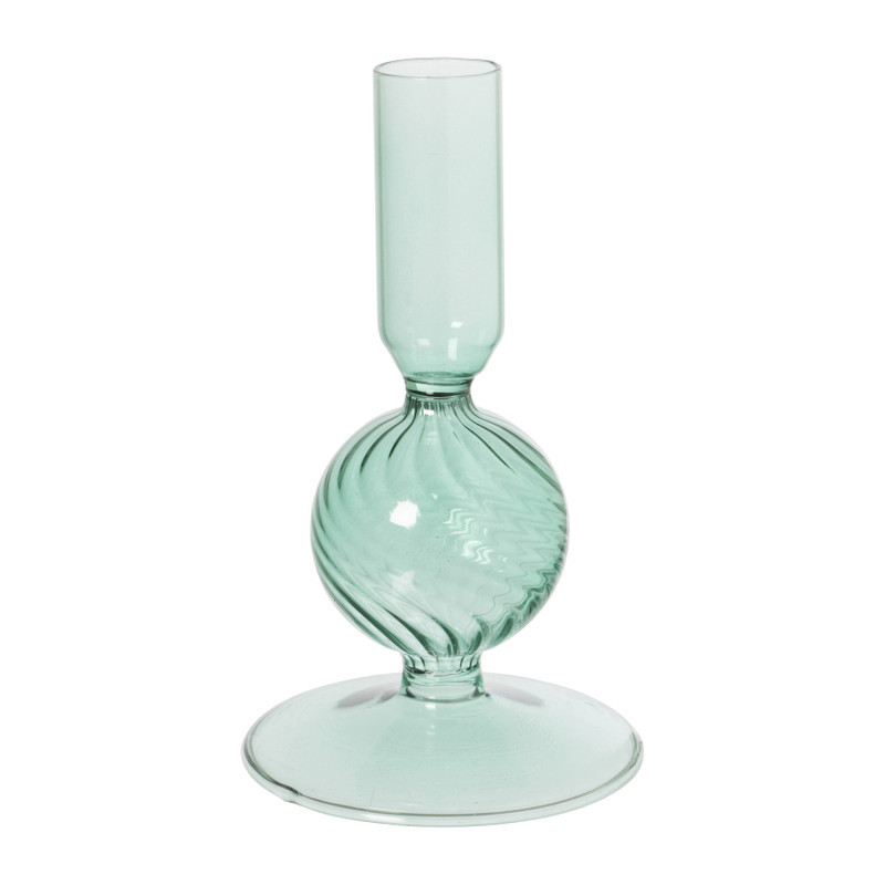 Kandelaar glas bol - groen - ø8x13.5 cm