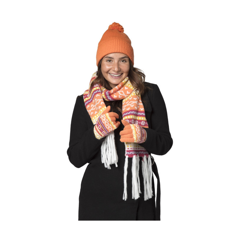 Sjaal Folklore - oranje - 30x180 cm
