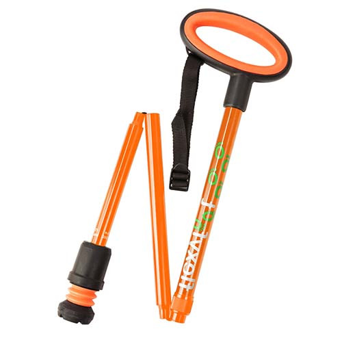 Flexyfoot wandelstok opvouwbaar met ovale handvat oranje 84-94 cm