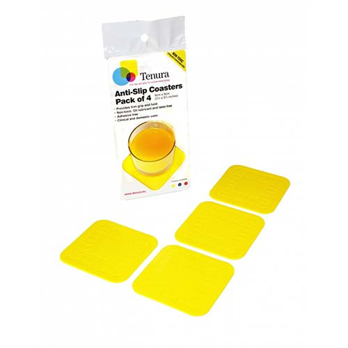 Tenura Anti-slip onderzetters geel vierkant 9x9 cm