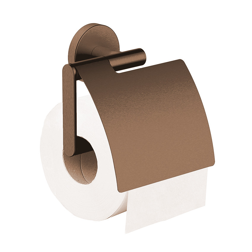 Wiesbaden Alonzo toiletrolhouder met klep geborsteld brons koper