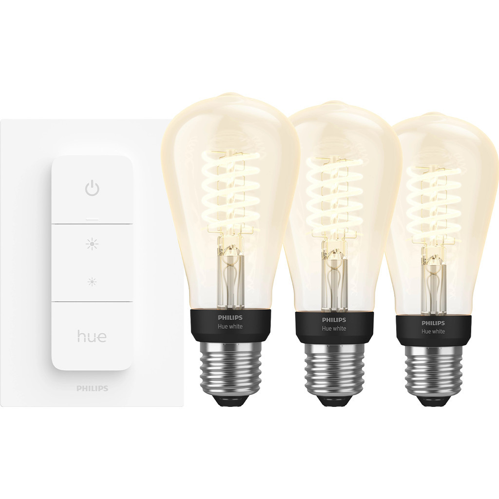 Philips Hue Filament White Edison 3-pack + dimmer