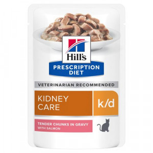 Hill&apos;s Prescription Diet K/D Kidney Care nat kattenvoer met zalm maaltijdzakje multipack 8 dozen (96 x 85 g)