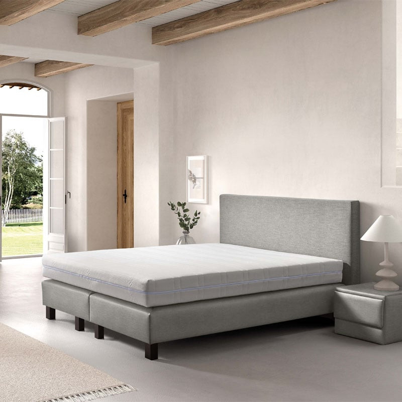 2-Persoons Boxspring Cloud Chill - Taupe 160x210 cm - Pocketvering - Inclusief Topper - Dekbed-Discounter.nl