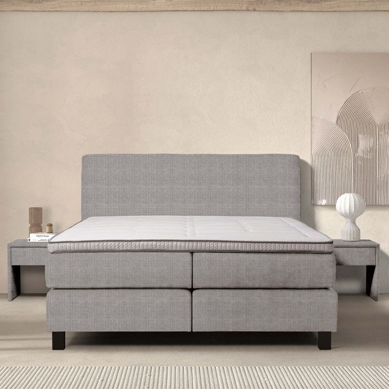 1-Persoons Boxspring Cloud Comfort - Deluxe - Antraciet 90x200 cm - Pocketvering - Inclusief Topper - Dekbed-Discounter.nl