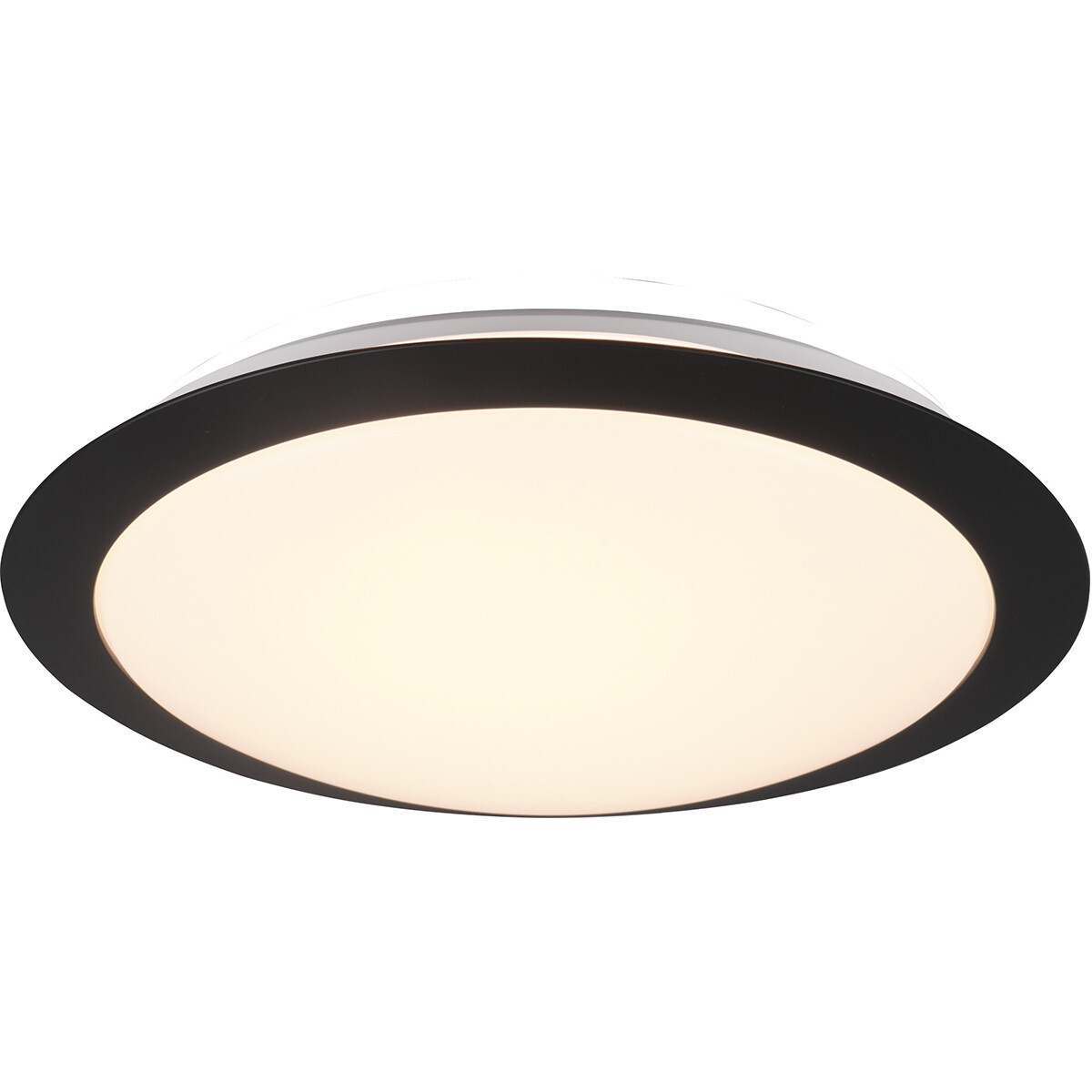 LED Plafondlamp - Badkamerlamp - Trion Hambert - 12W - Natuurlijk Wit 4000K - Spatwaterdicht IP44 - Rond - Mat Zwart - Kunststof