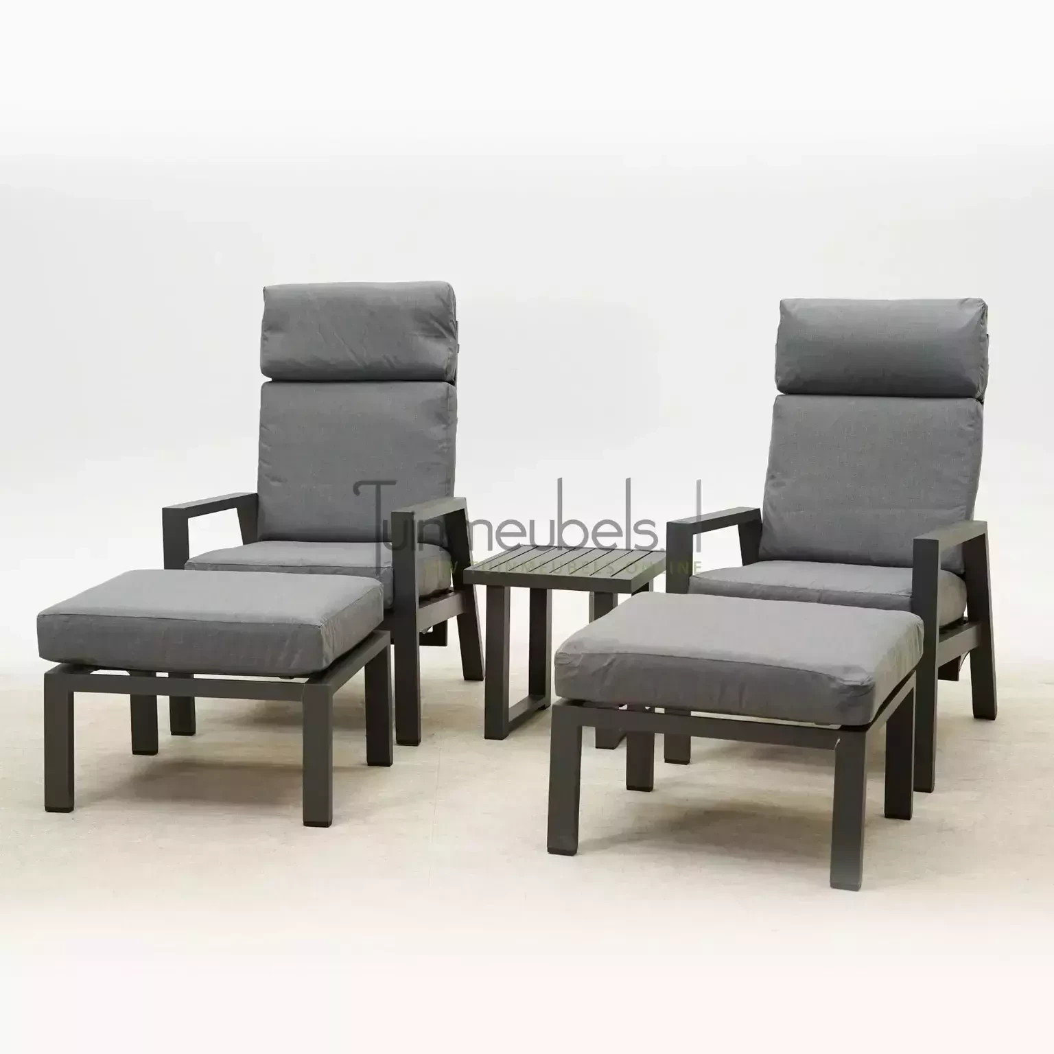 Loungeduo set Vita Centro 2 loungestoelen, 2 voetenbanken en bijzettafel