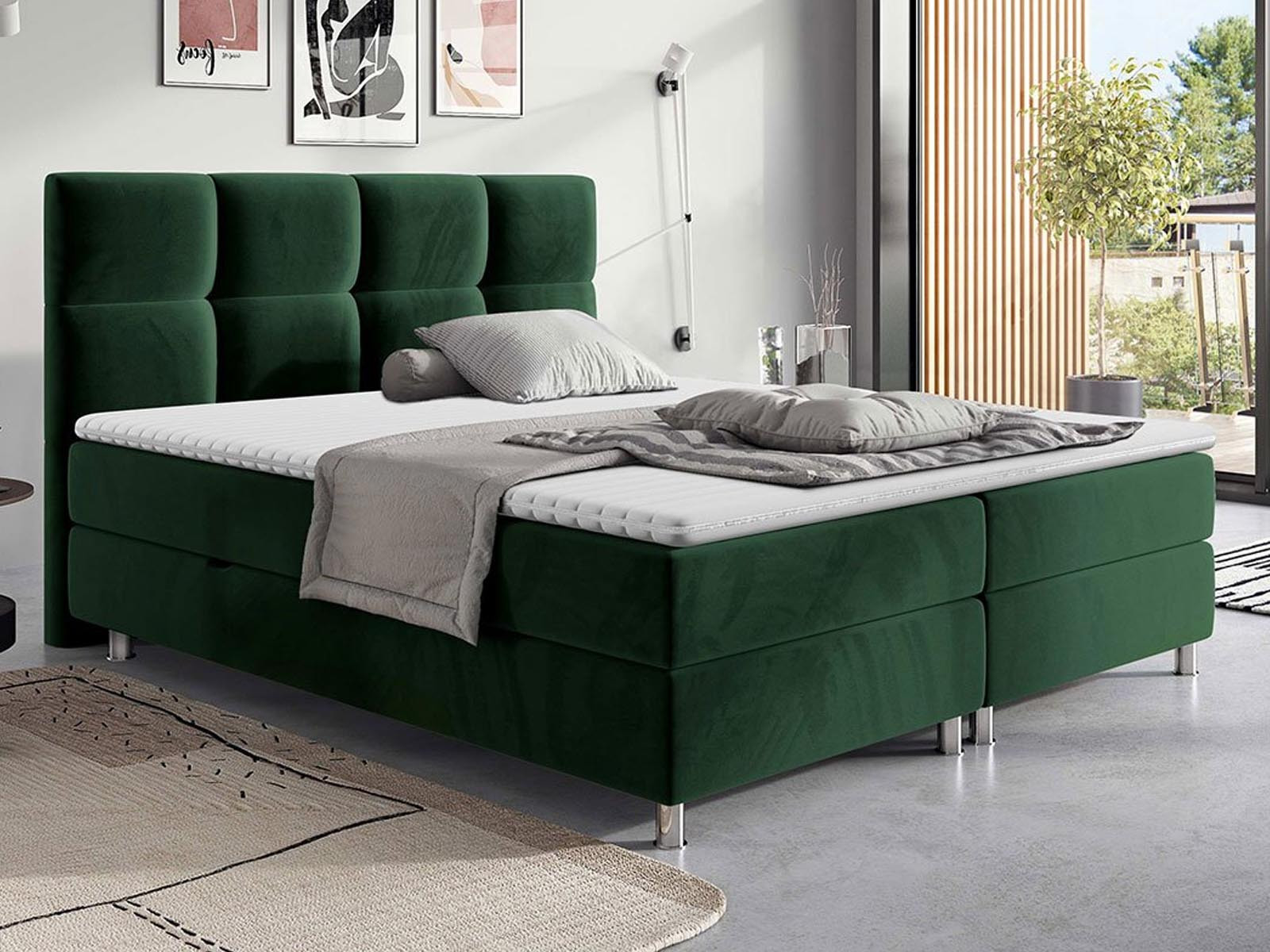 Boxspring DAVALO 140x200 cm groen