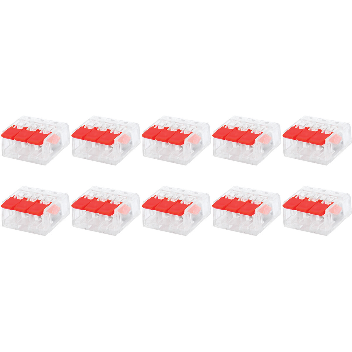 Lasklem Slim Set 10 Stuks - 3 Polig met Klemmetjes - Rood