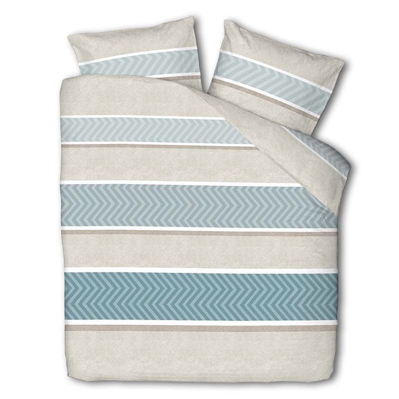 Dekbedovertrek Luna Herringbone Stripes Groen - Tweepersoons (200x220 cm) - Groen Polyester-katoen - Dessin: Strepen - Luna Bedding -