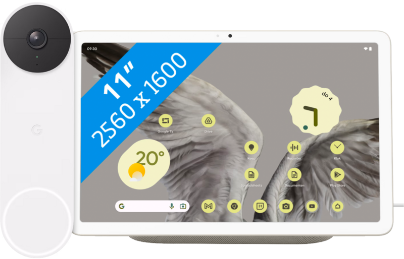 Google Pixel Tablet 256GB Wifi Creme en Dock met Speaker + Nest Doorbell Battery